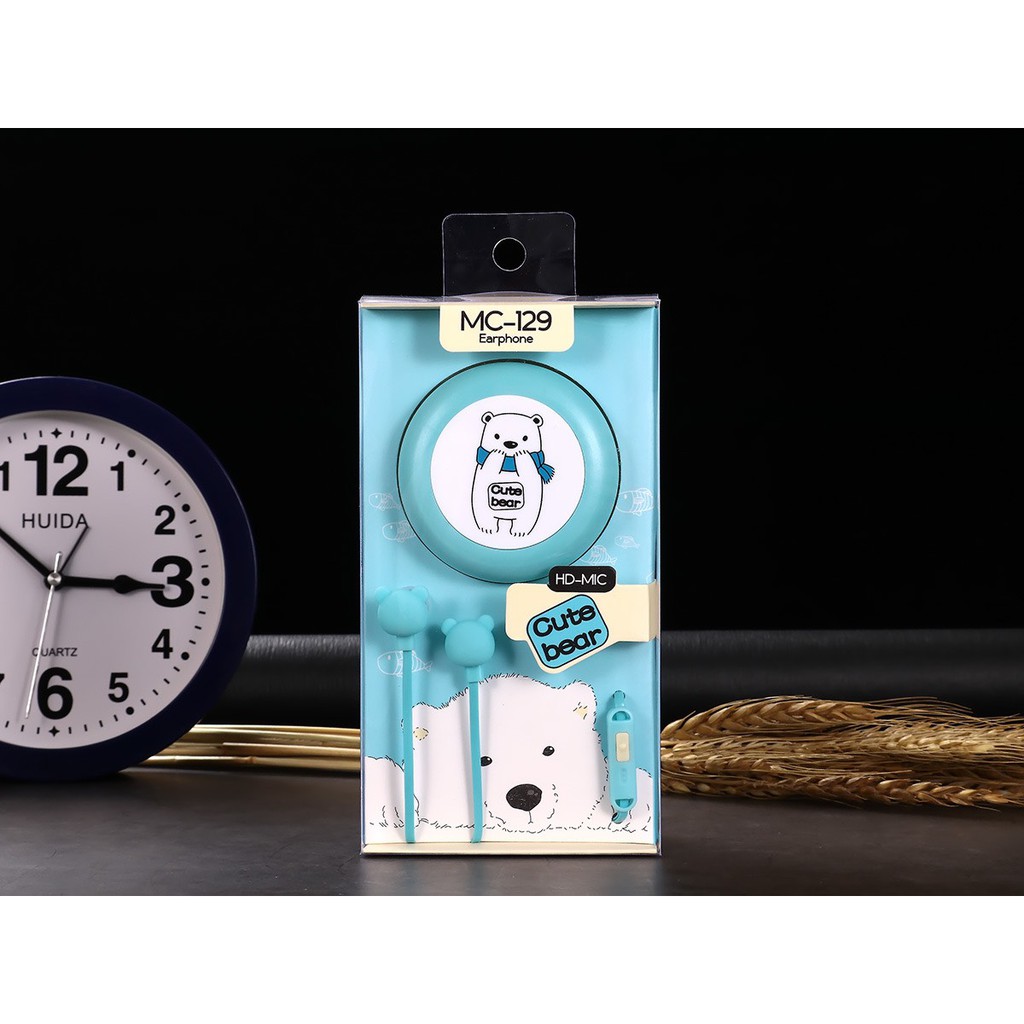 [HCM](LOẠI TỐT) Tai nghe hình thú nhét tai Eranc Hàn Quốc cực dễ thương kim mic gọi đàm thoại + Tặng kèm hộp đựng chống rối dây