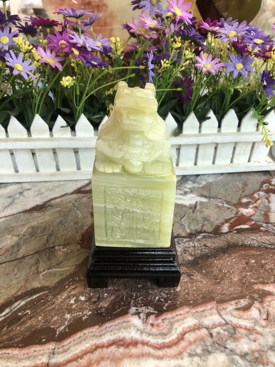 Ấn Rồng phong thủy đá ngọc Onyx - Cao 10 cm