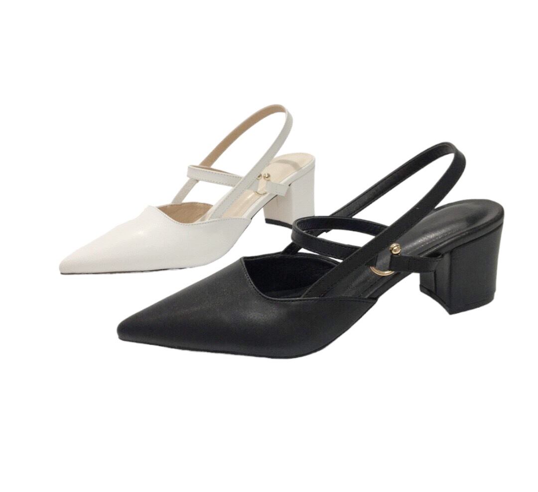 Giày cao gót 5cm bít mũi slingback khóa C