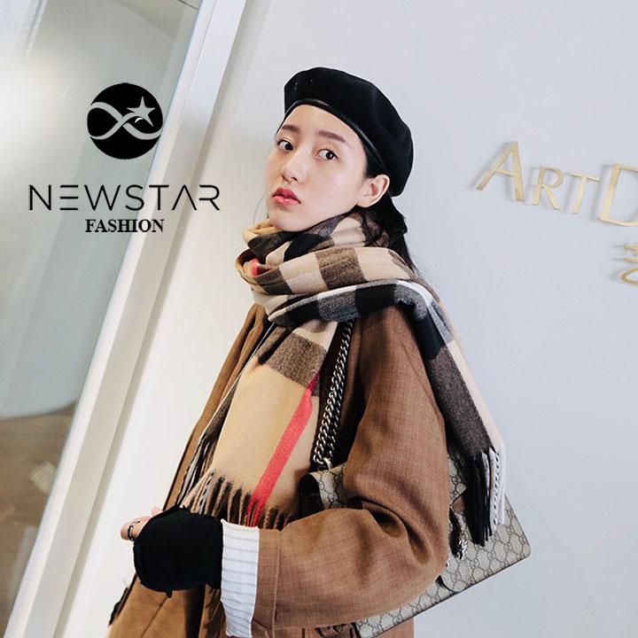 [FREE SHIP]Khăn Dạ Len Hàn Quốc, Khăn Len Dạ Choàng Cổ Kẻ Ô Nhiều Màu, Khăn Choàng Cổ Dạ Len Kẻ Sọc Tua Rua Thời Trang