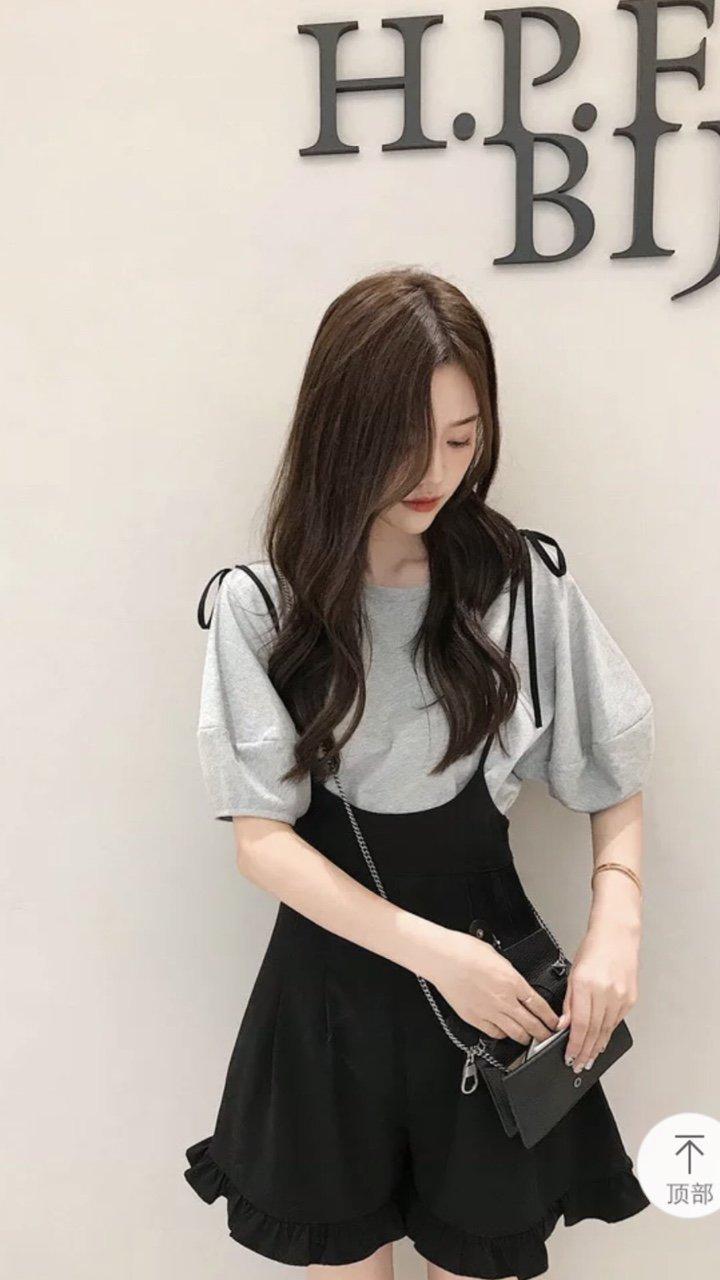 Sét yếm quần ống rộng thắc nơ vai nữ tính TTS0113