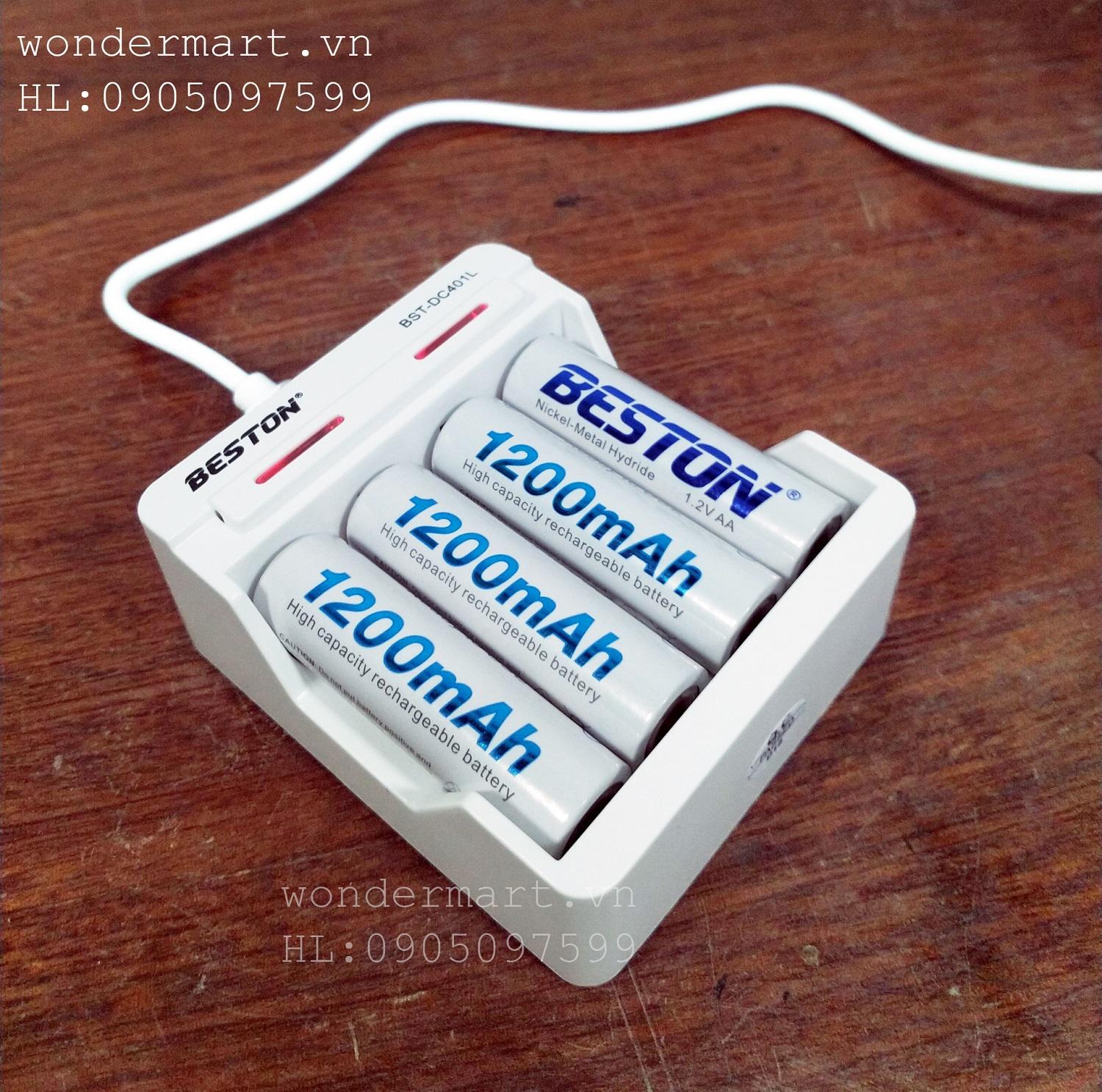 Batteries Charger Beston 4 channel indipendent Quick Charge included 4xAA1200mah