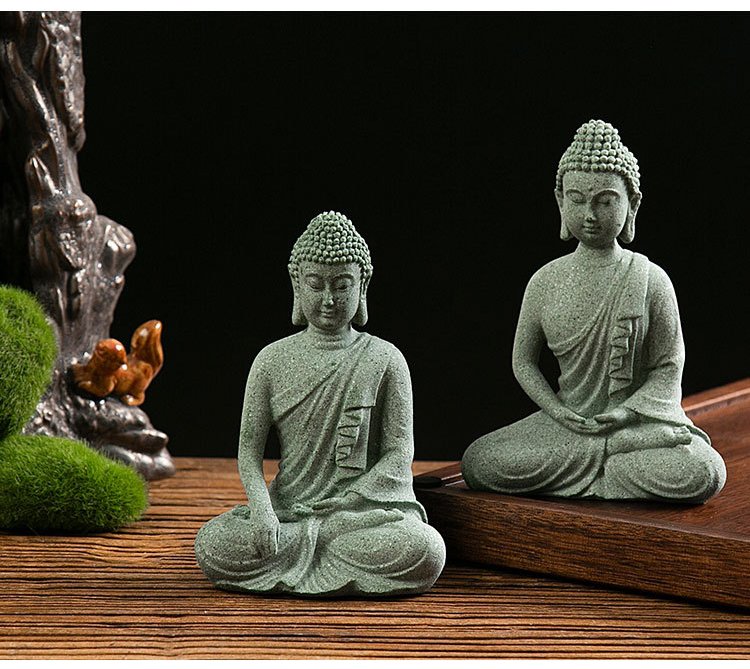 Tượng Phật Thích Ca thiền bằng đá sa thạch xanh - ST01