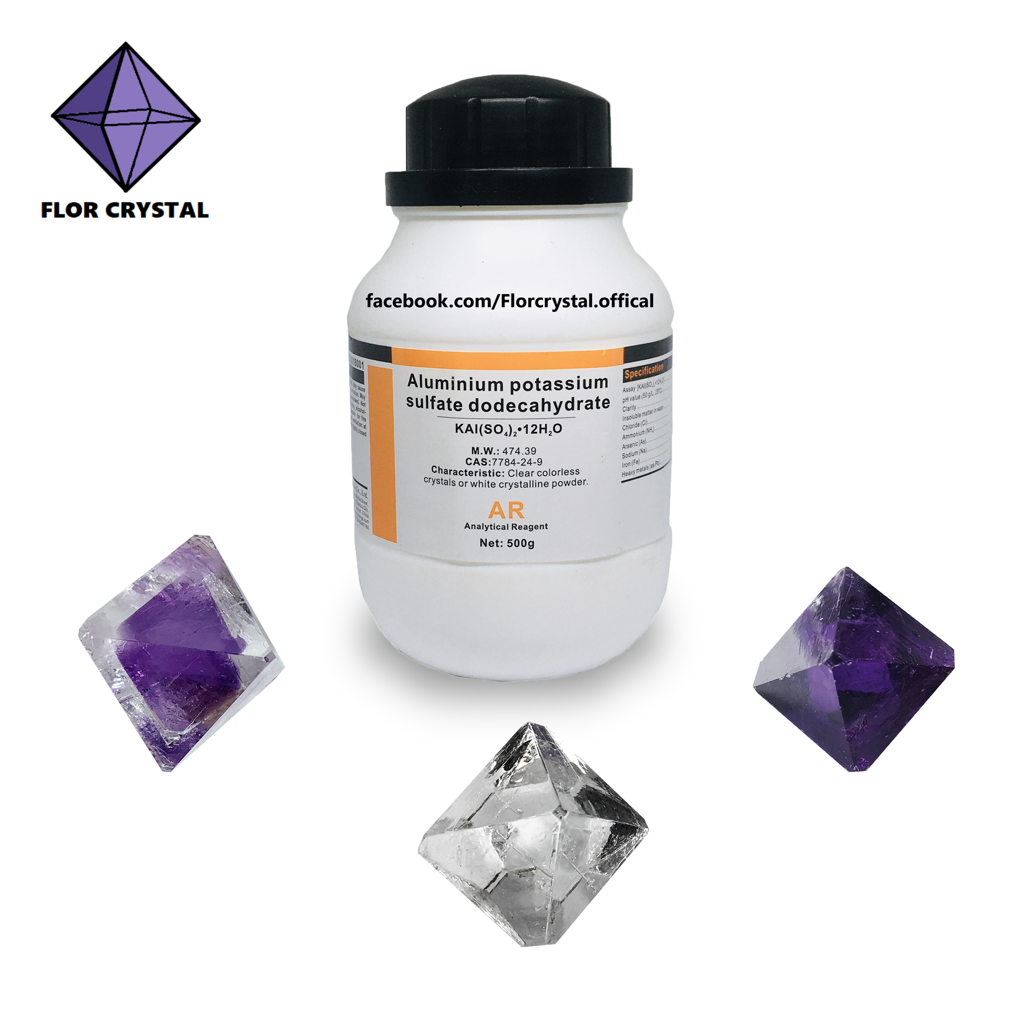 Phèn chua phèn nhôm tinh khiết nuôi tinh thể KAL(SO4)2 lọ 500g 5.0 ...