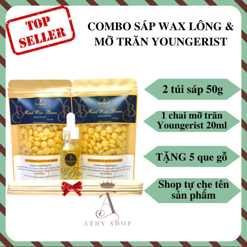 COMBO SÁP WAX LÔNG & MỠ TRĂN YOUNGERIST hard wax beans keo tẩy triệt lông sáp waxing tại nhà hạt đậu tẩy lông sáp wax lông nách bikini tay chân,triệt lông toàn thân