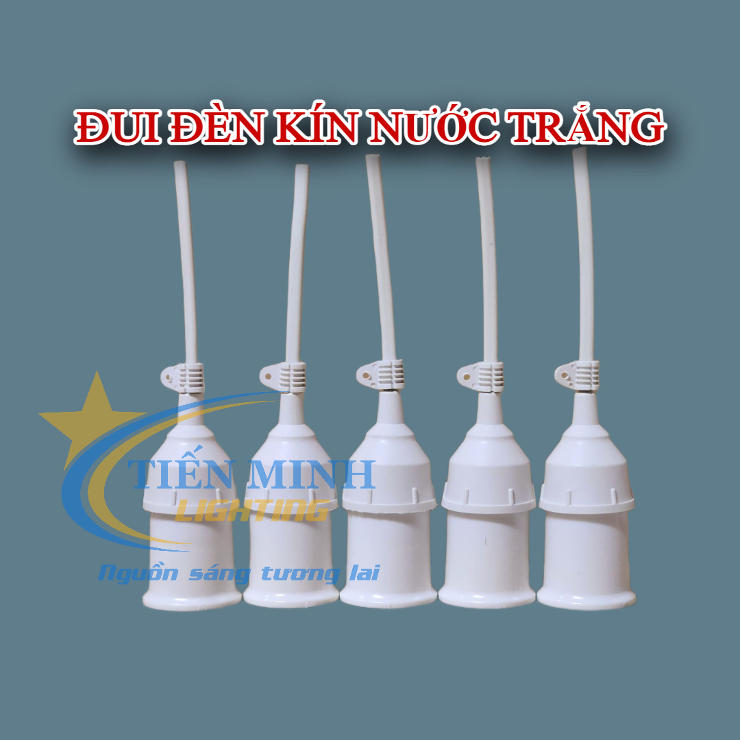 Combo 2 cái đui đèn kín nước đen/ trắng (12cm) kín nước, chất liệu nhựa chống cháy, có móc treo