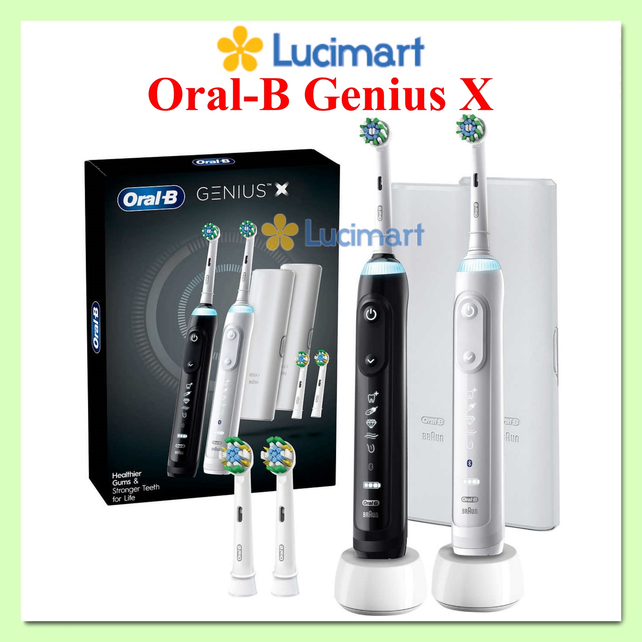 [HCM]Bàn chải điện Oral-B Genius X, Radiant Clean, Smart Clean 360 Rechargeable Electric Toothbrush [Hàng Đức]