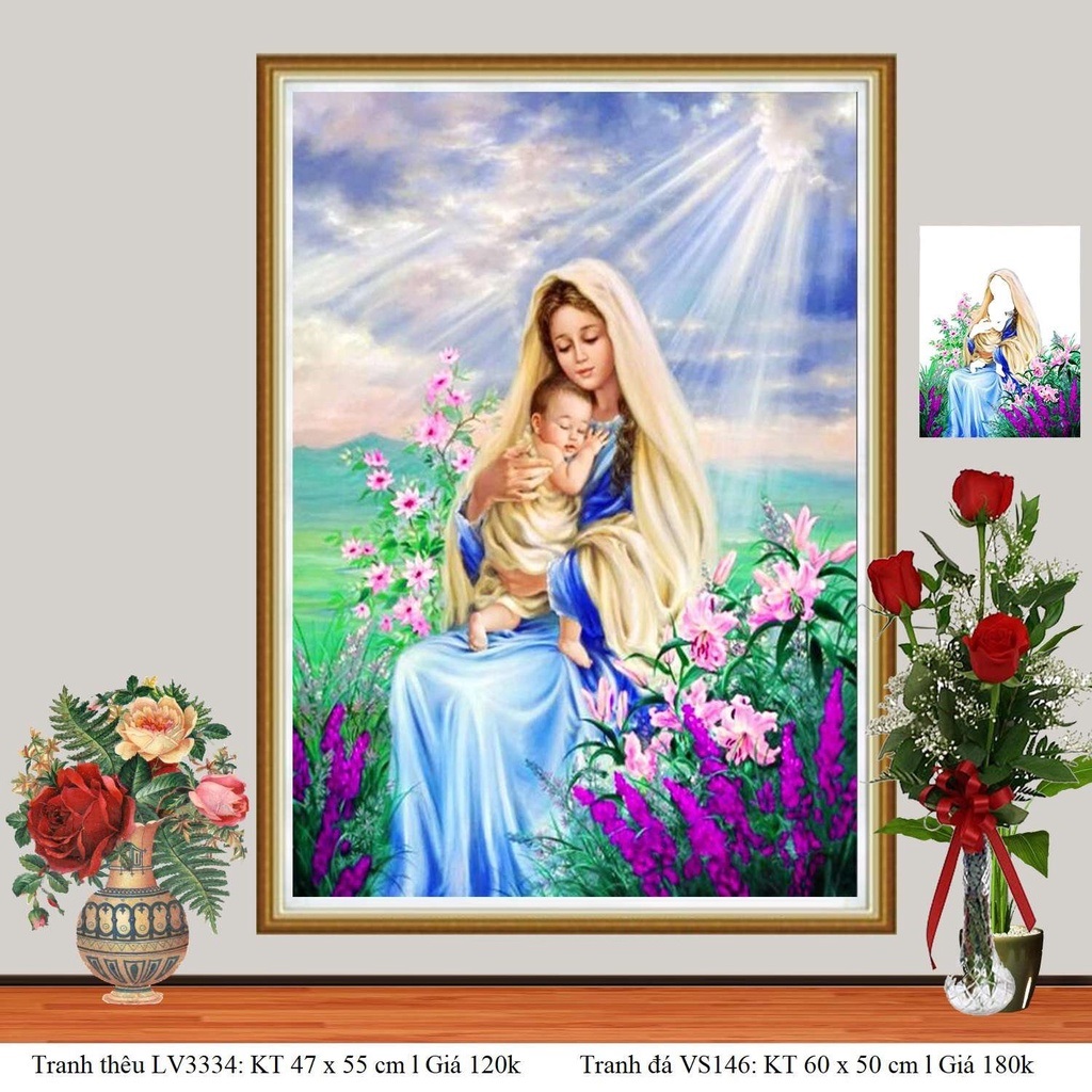 Tranh đính đá cao cấp Venus Tình yêu Đức mẹ Maria -KT: 50x60cm