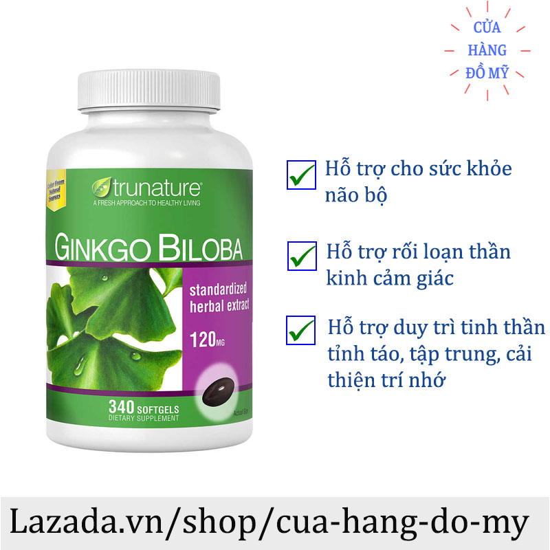 Viên uống hoạt chất Trunature Ginkgo Biloba 120mg 340 viên hàm lượng cao