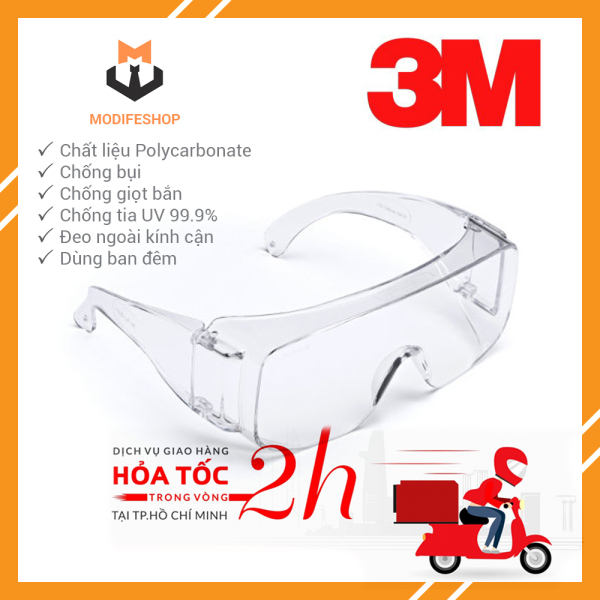 [HCM]Kính bảo hộ chống hóa chất 3M Tour-Guard V Mắt kính chống bụi chống tia UV chống đọng sương đeo được cùng kính cận TGV01-100