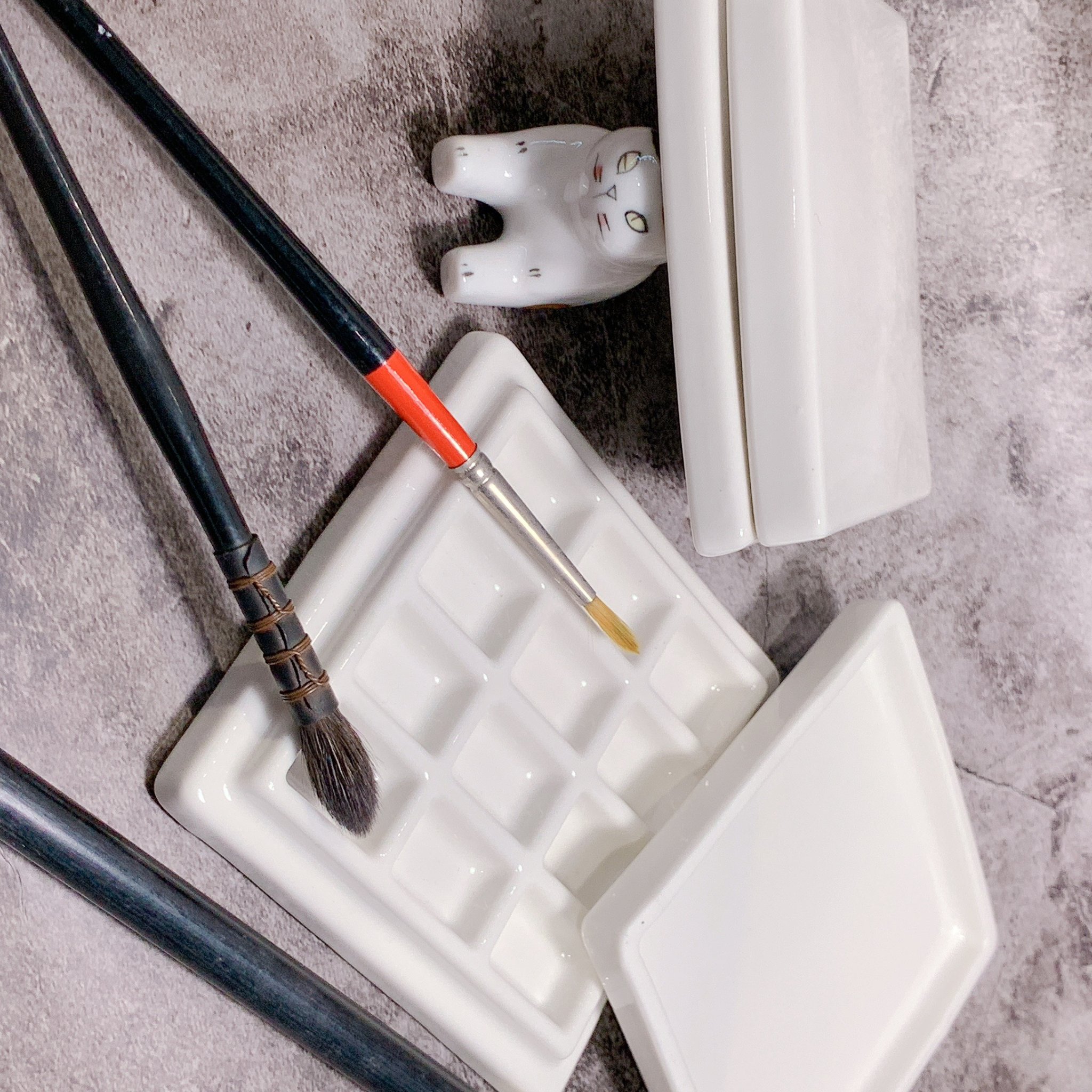 khay pha màu bằng sứ - palette sứ pha màu