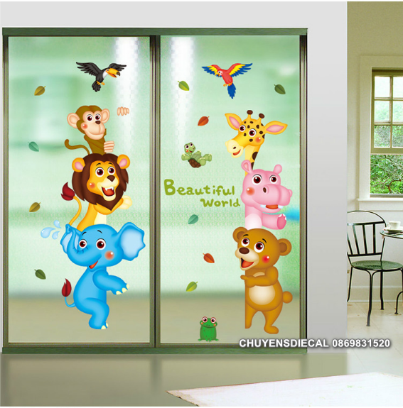 Decal trang trí tường - Động Vật Vui Chào