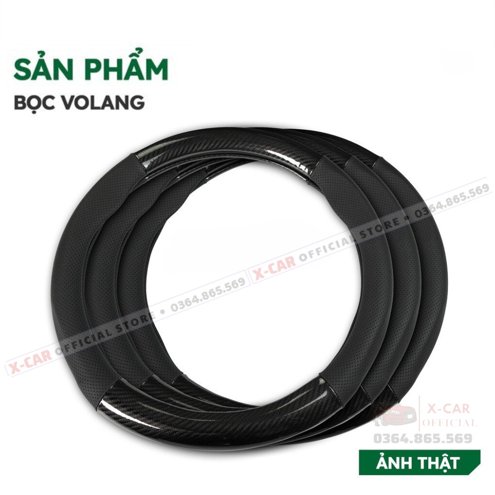 Bọc vô lăng carbon 4s cao cấp kèm logo Hãng