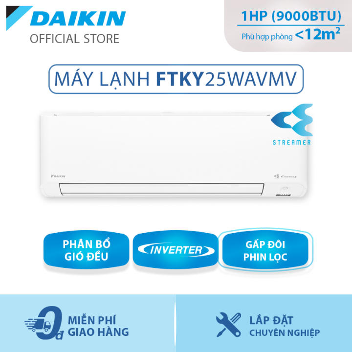 [Trả góp 0%]Máy Lạnh Daikin Inverter FTKY25WAVMV- 1HP (9000BTU) Streamer diệt khuẩn & virus – Tiết kiệm điện vượt trội – Luồng gió Coanda – Tinh…