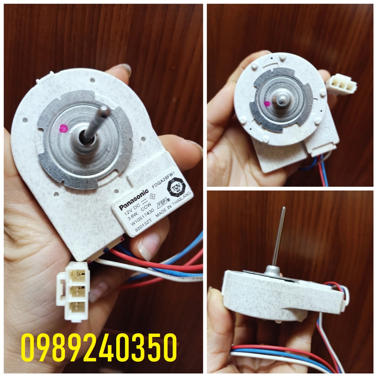 Motor quạt đúc sứ tủ lạnh Panasonic DC12V - 3,6W 3 dây