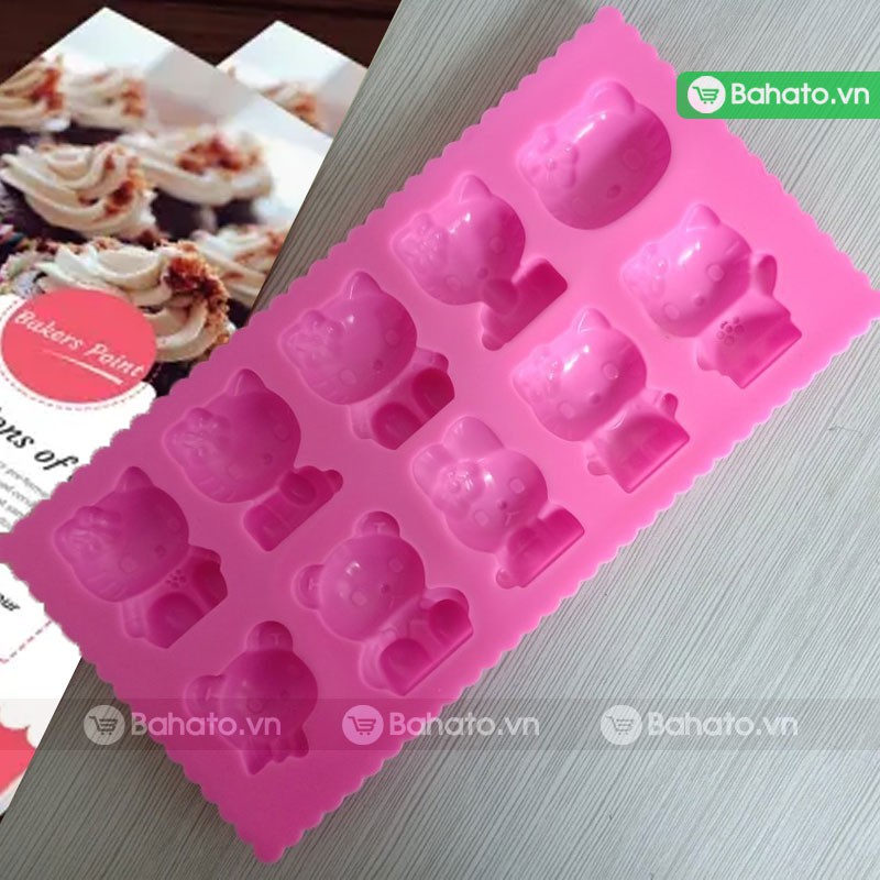 Khuôn silicon socola 10 con mèo kitty gấu thỏ