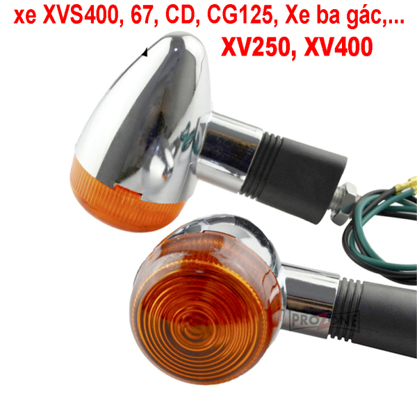 Cặp đèn xi nhan dành cho xe 67, CD, CG125, XV250, xe ba gác các loại (V250) với chất liệu vỏ ABS mạ tĩnh điện sáng bóng