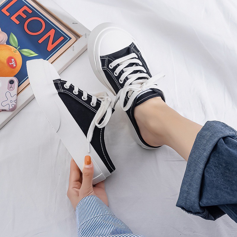 [Hoàn Tiền 15%]Giày Sục Nữ Basic Trơn Đế Độn Cực Xinh 3 màu hottrend