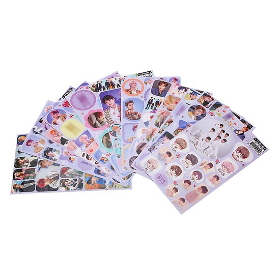 Combo 12 hình dán Sticker BTS gồm nhiều tấm ảnh khác nhau