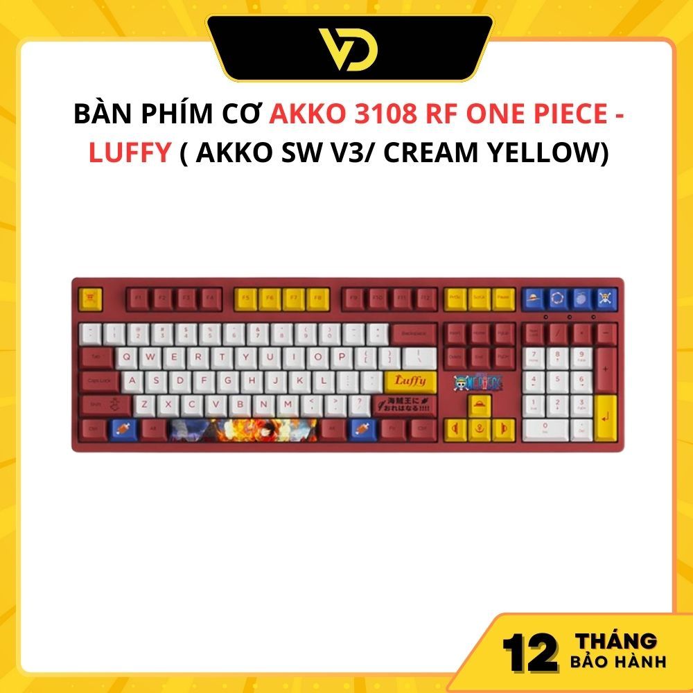 BÀN PHÍM CƠ AKKO 3108 RF ONE PIECE - LUFFY ( AKKO SW V3/ CREAM YELLOW)\