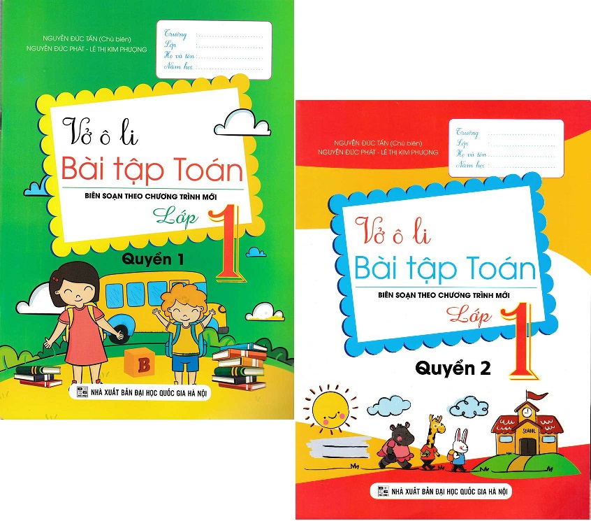 [HCM]Combo Vở Ô Li Bài Tập Toán Lớp 1 (Tập 1 + Tập 2)