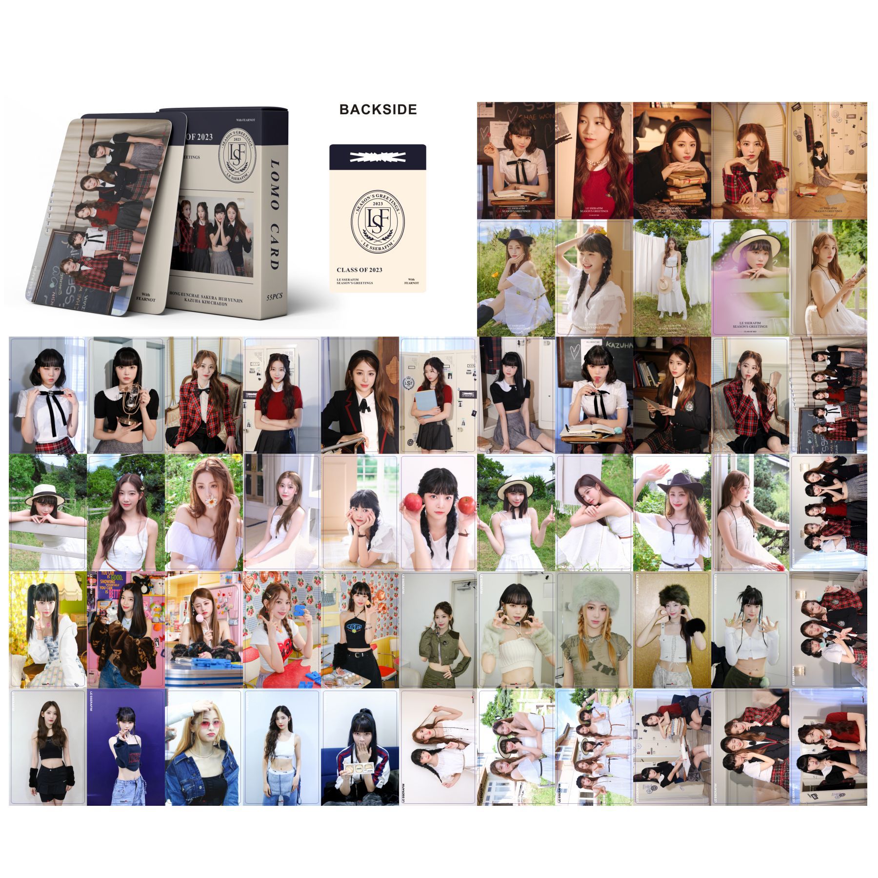 Set 55 lomo card lesserafim-season’s greetings 2023