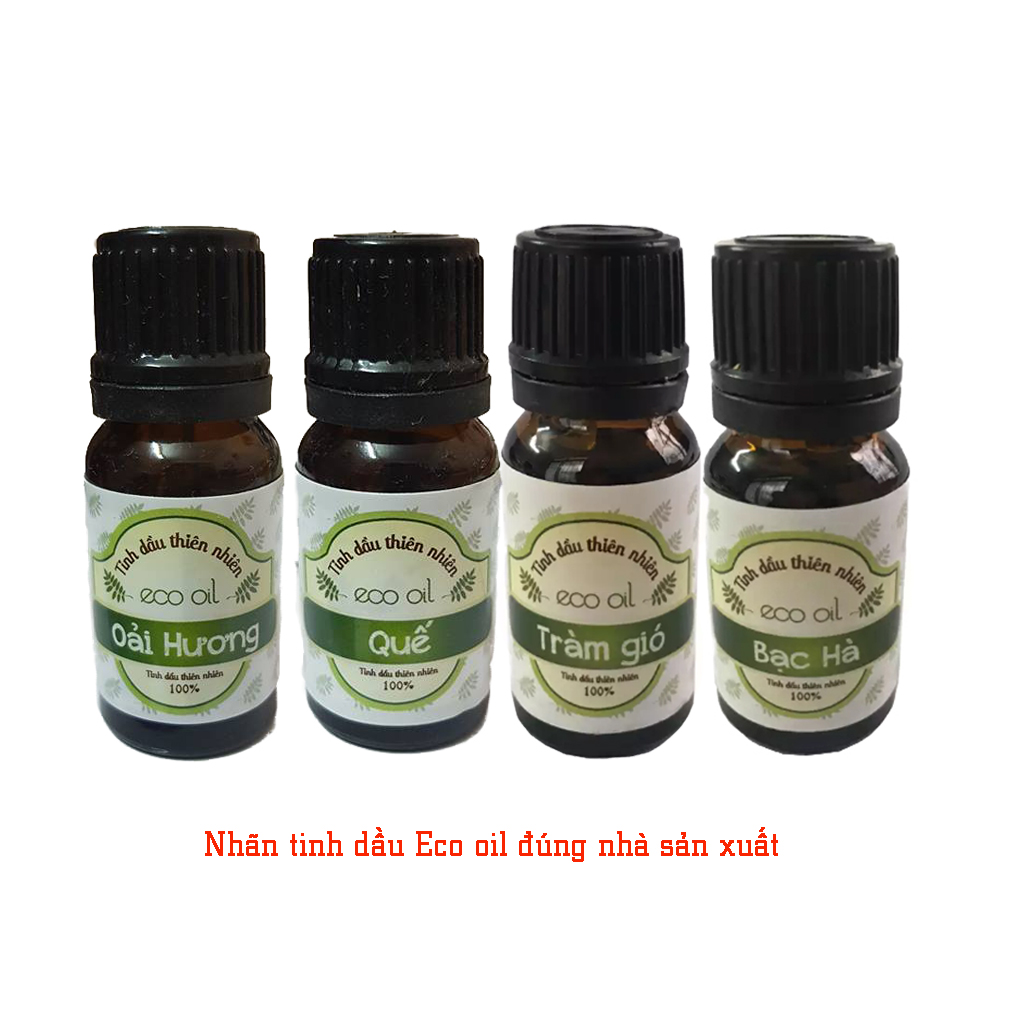 Combo 4 chai tinh dầu (sả chanh, bạc hà, quế, tràm gió) Eco oil 10ml