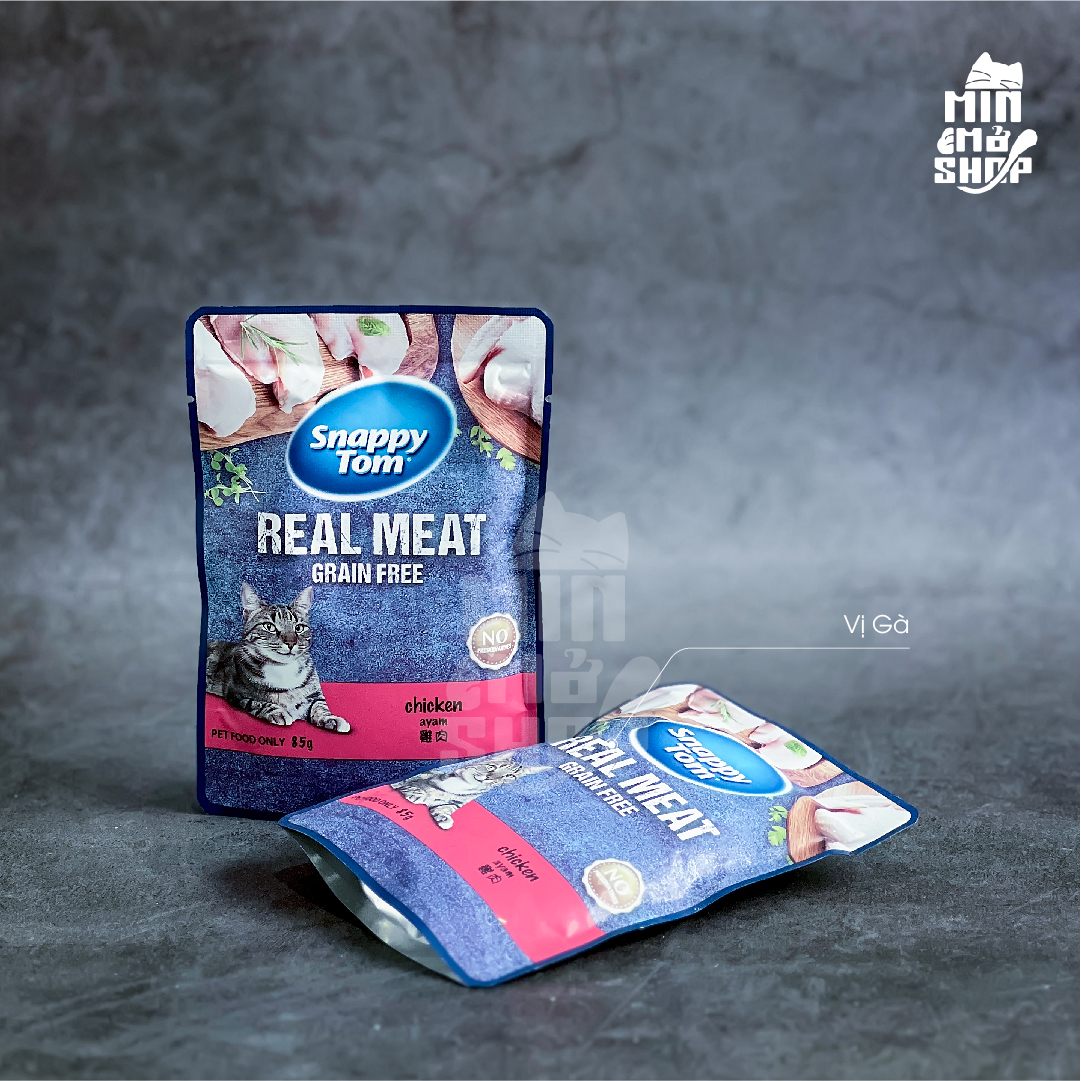 Pate Snappy Tom cho mèo gói 85g Real Fish & Real Meat