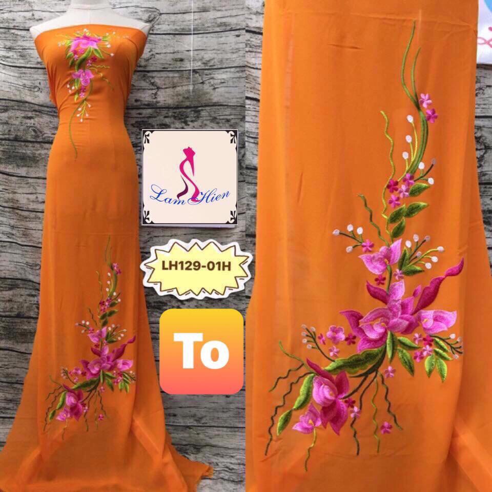 Vải áo dài thêu mẫu LH129