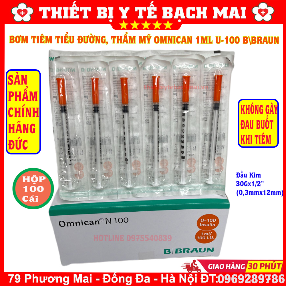 Bơm tiêm tiểu đường, thẩm mỹ omnican 1ml u-100, u-40 bbraun - sản xuất tại hàn quốc