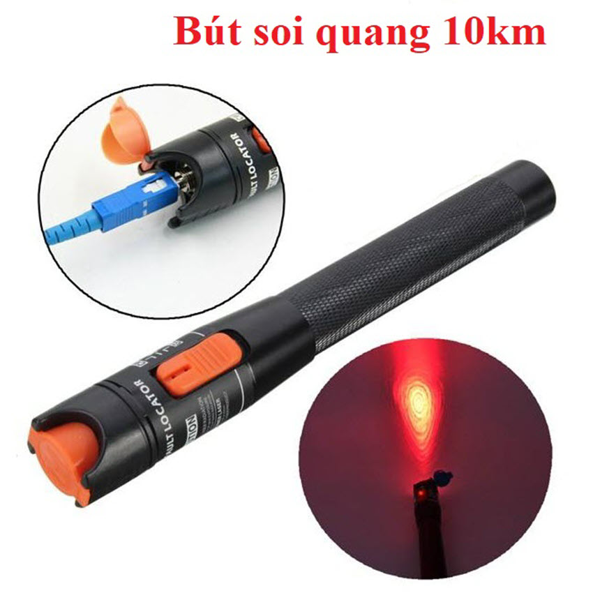 Bút dò lỗi sợi quang HT-10km ánh sáng đỏ tặng 1 đôi pin