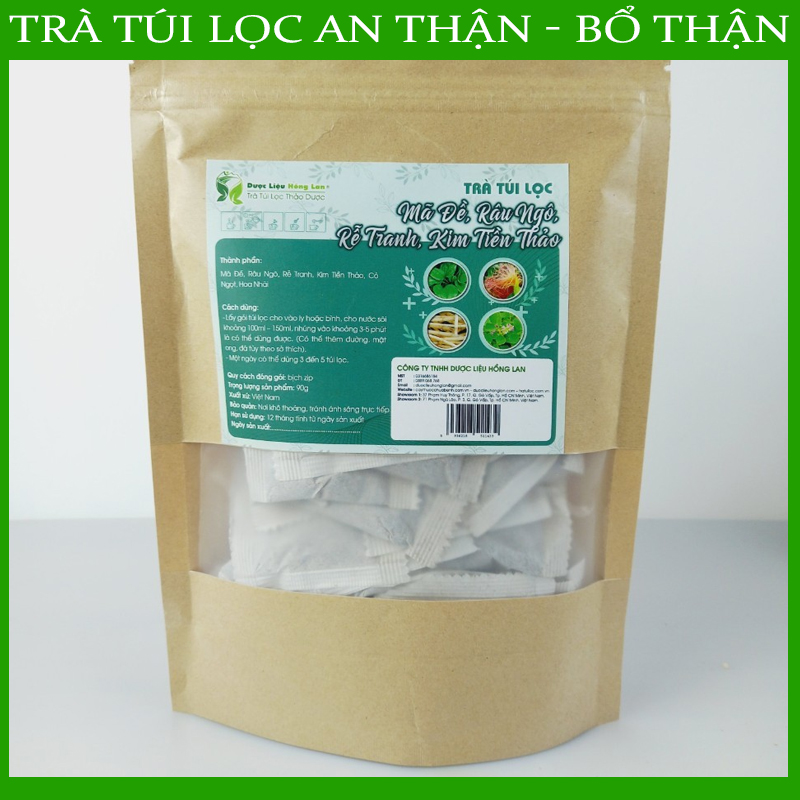 Trà An Thận túi lọc hộp 60g Dược Liệu Hồng Lan Lợi tiểu, hỗ trợ thải độc gan, trị sỏi niệu, sỏi mật,...