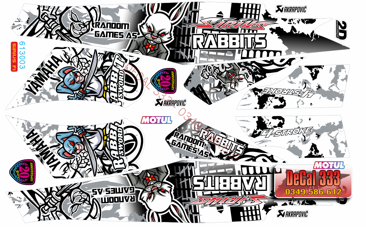 Tem Rời SIRIUS Fi thỏ RABBIT 613003 (Tem Chế 3 Lớp Chống Phai Màu)
