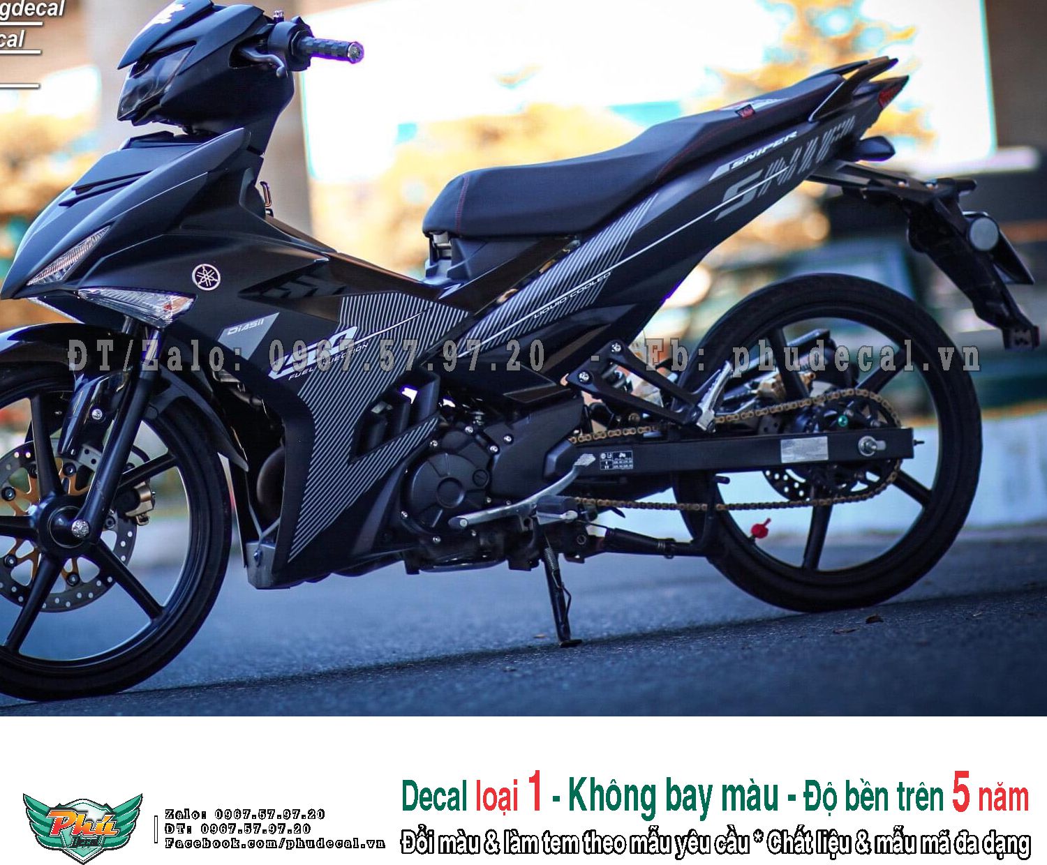 Tem rời xe Exciter 150 Sniperr trắng đen nhám