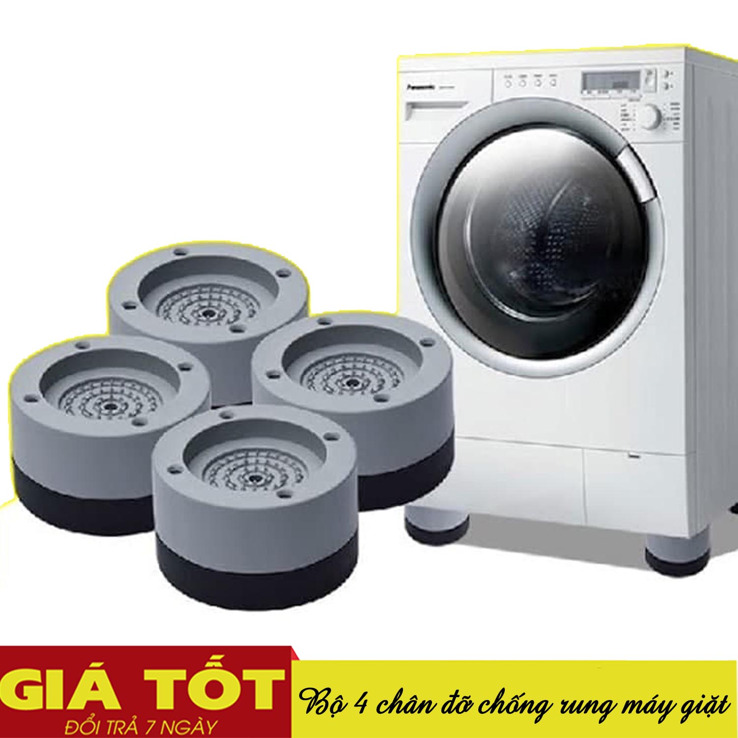 SÉT 4 ĐẾ KÊ CHÂN MÁY GIẶT CHỐNG RUNG SILICON CAO CẤP - BỘ 4 ĐẾ CHỐNG RUNG MÁY GIẶT - DỤNG CỤ BẢO VỆ MÁY GIẶT TIỆN LỢI - Chân kê silicon chống rung máy giặt