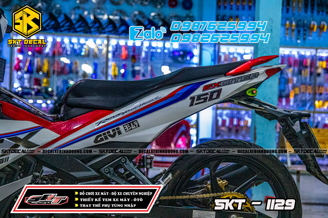 tem trùm exciter 150 đỏ đen trắng chó agv