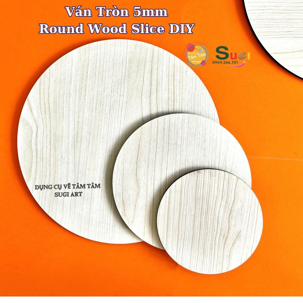 Miếng ván gỗ tròn Decor, trang trí DIY