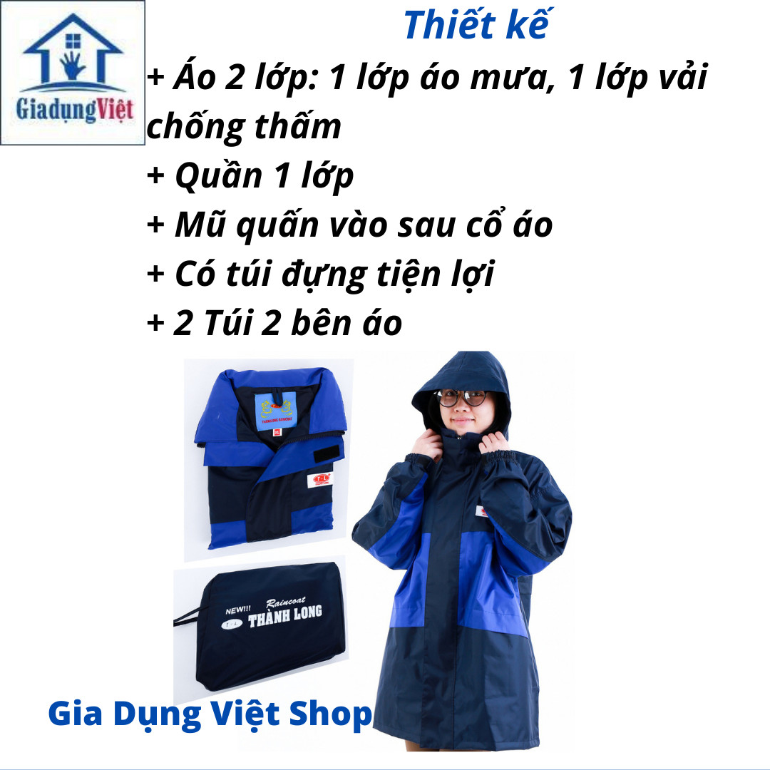 Bộ Quần Áo Mưa Cao Cấp 2 Lớp Thành Long