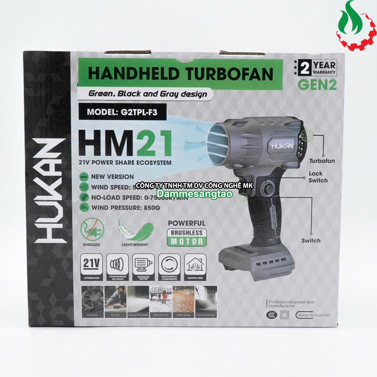 Máy thổi phản lực pin 21V HUKAN G2TPL-F3