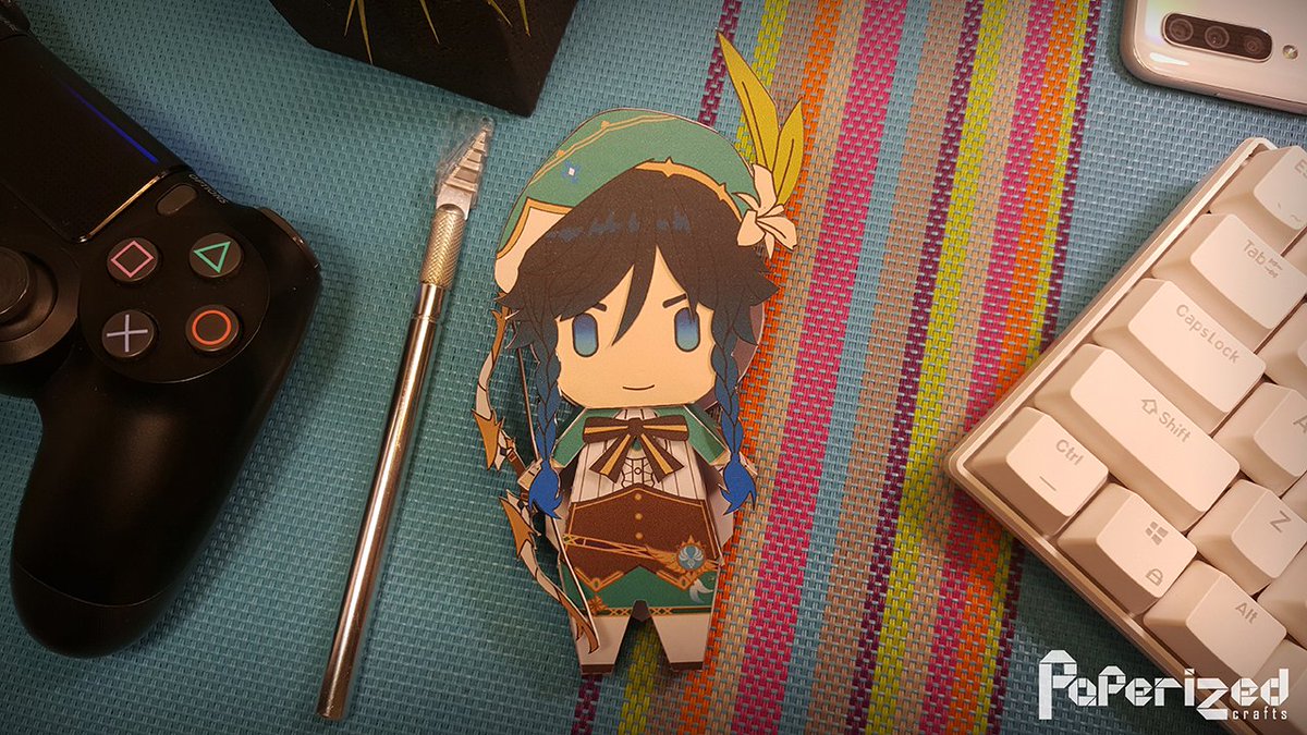 Mô Hình Giấy Venti Chibi Game Genshin Impact