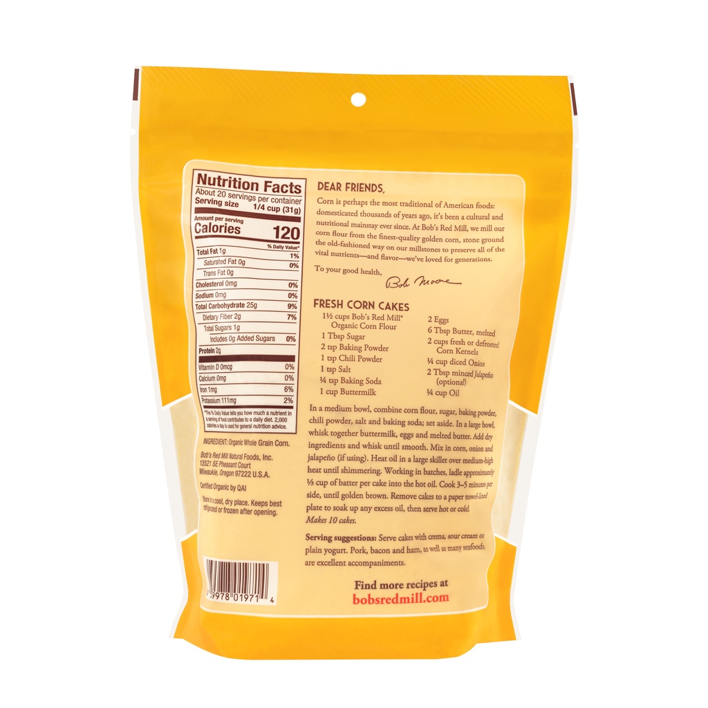 Bột bắp hữu cơ Bob's Red Mill (Organic Corn Flour) - 624gr
