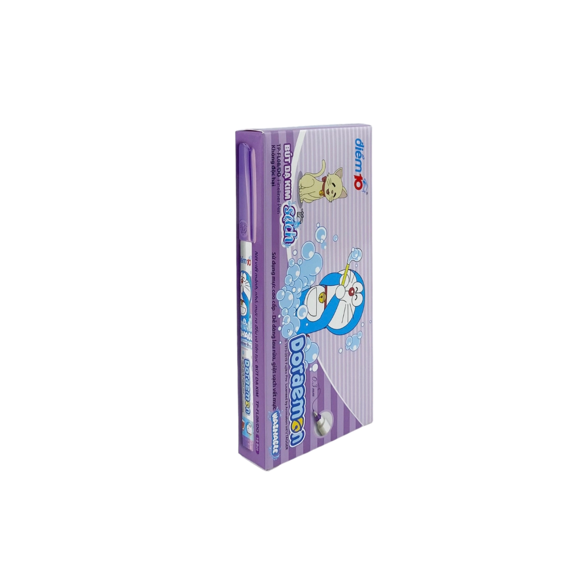Bút Lông Kim Thiên Long Điểm 10 Doraemon FL-08/DO Mực Tím Hộp 10 Bút