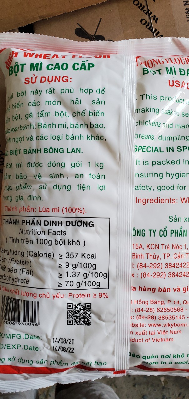 [HCM]Bột mì Trái Táo ( Bột mì Số 8) Gói 1KG Date 22/09/2022