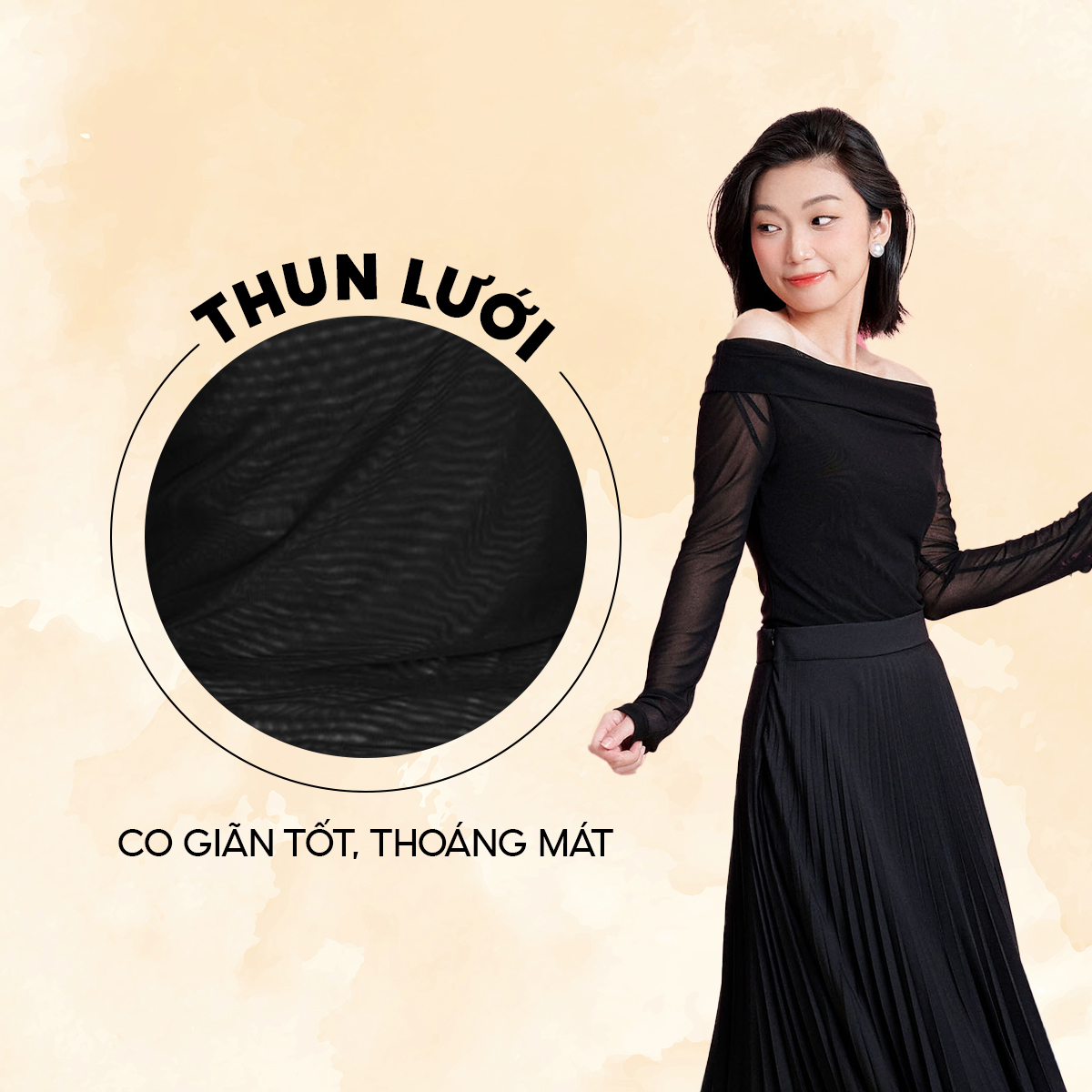 DOTTIE - Áo kiểu trễ vai - Đen - T0783