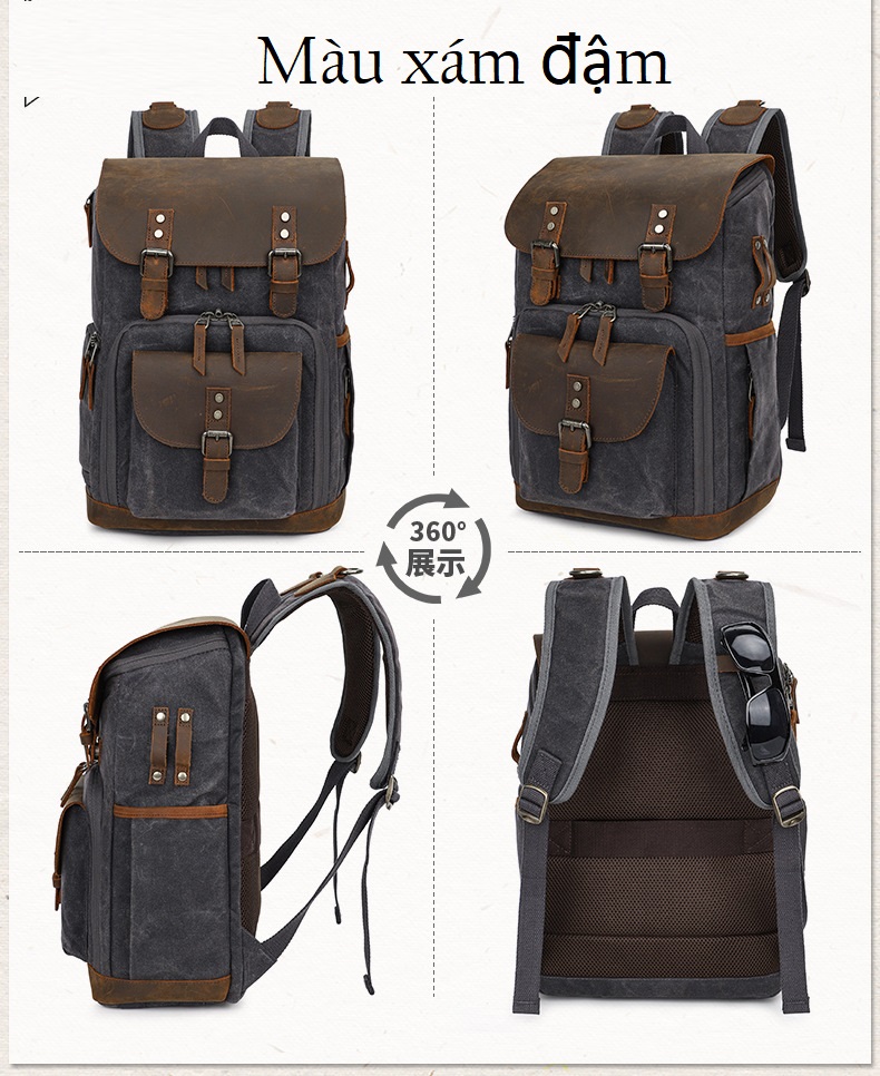 [HCM]Balo túi máy ảnh canvas Vintage.