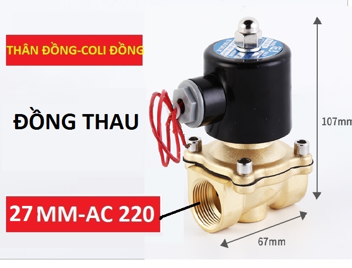 Van điện từ phi 27mm - Thân đồng, dây đồng 220V