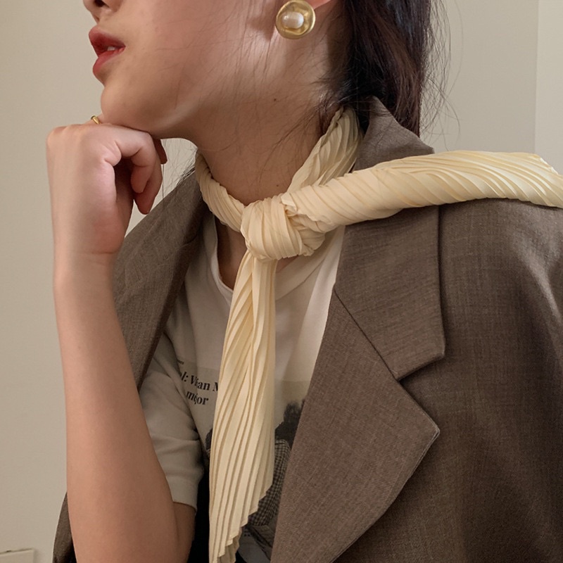 Khăn choàng cổ xếp ly thanh lịch Khăn turban lụa dập ly