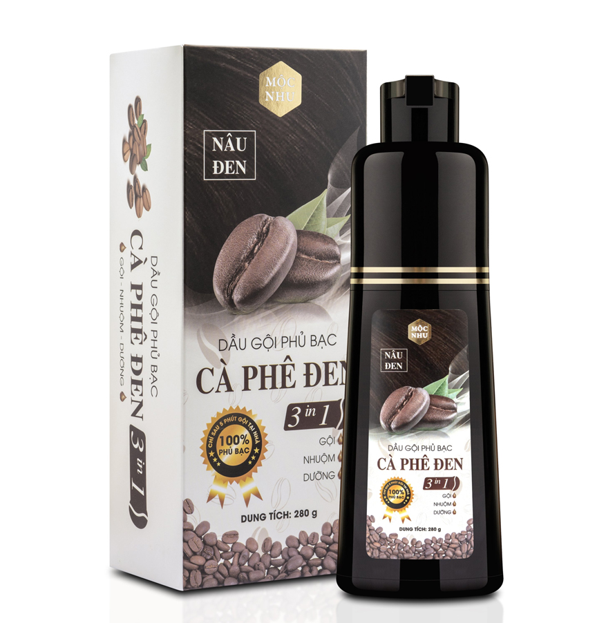 Dầu Gội Phủ Bạc Mộc Nhu Màu Đen - Nâu Đen 225g cho tóc bạc an toàn tuyệt đối