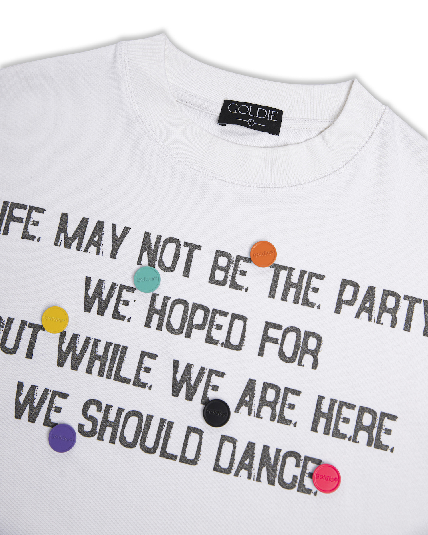 PARTY BUTTON WHITE TSHIRT