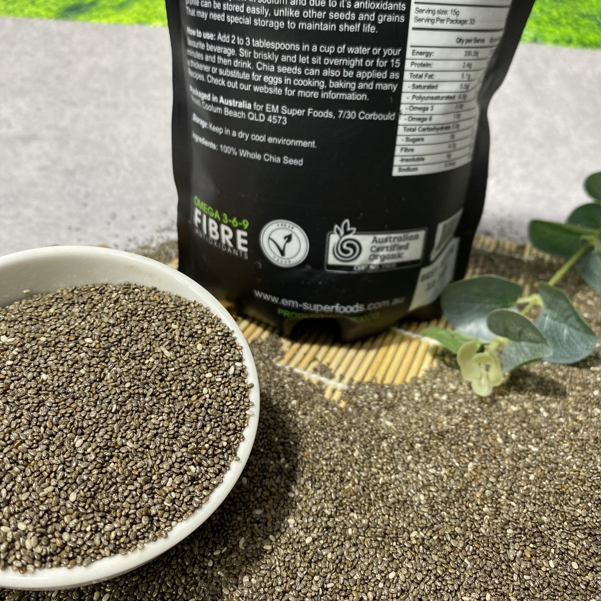Hạt Chia Đen Hữu Cơ Úc (Gói 500g)